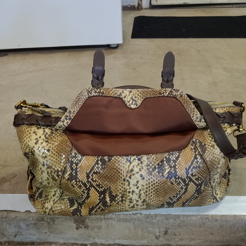 Ralph Lauren Python Pattern Bag with Dark Brown Trim - Picture 11 of 13